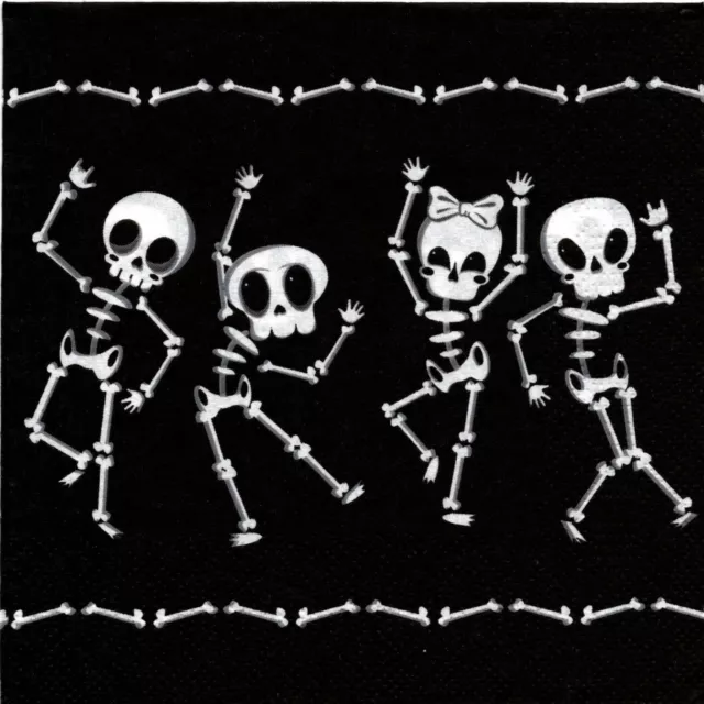 Serviettes En Papier Squelettes Halloween. Paper Napkins Skeleton Halloween