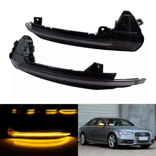 2 Dynamic LED Wing Mirror Turn Signal Indicator Light For Audi A6 S6 RS6 Allroad