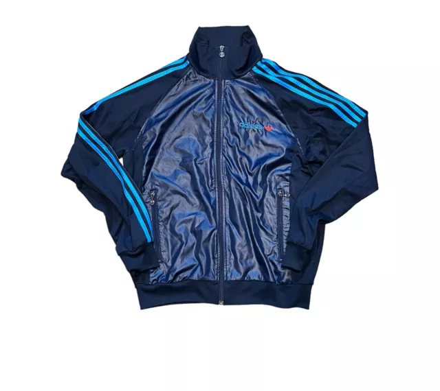 Giacca top da uomo Adidas Originals cerniera completa blu navy trifoglio taglia large
