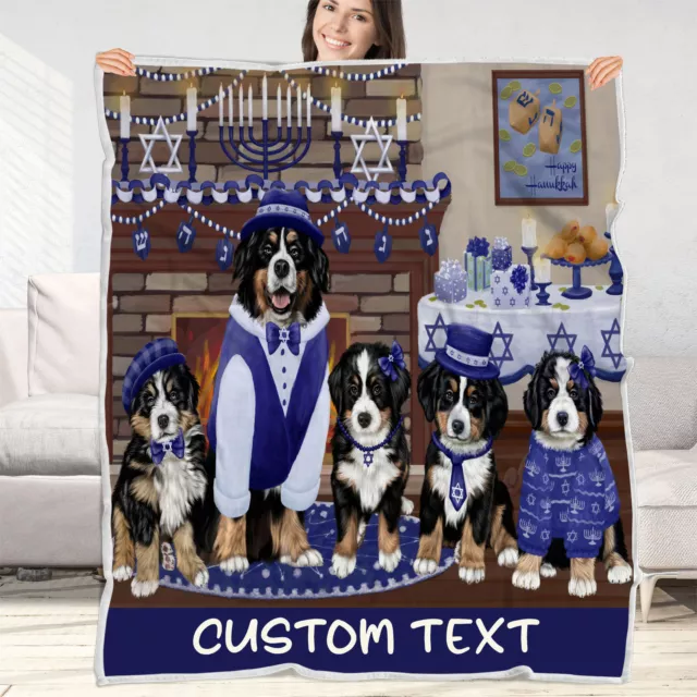 Bernese Mountain Dog Blanket Personalized Throw Woven Fleece Sherpa Designs NWT