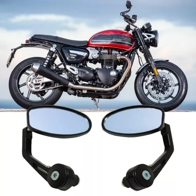 Motorcycle Oval 7/8" Bar End Rearview Mirrors For Triumph Speed Twin Street Twin