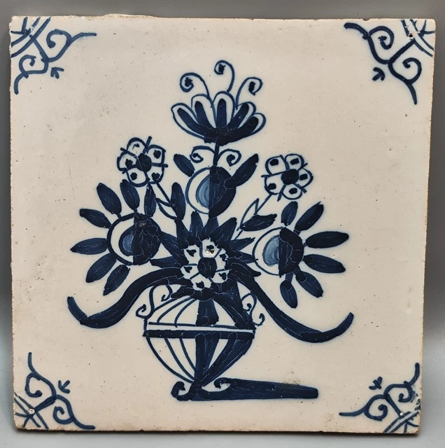 antique 18th - 19th century Dutch blue delft tile #26 RARE