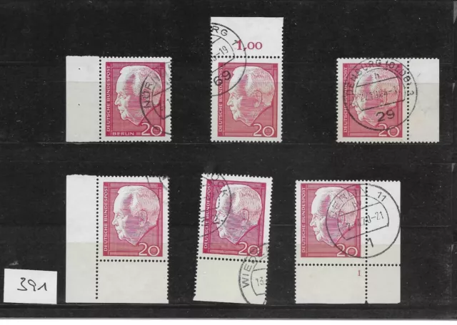 (391) Bund Mi. 429, Bundespräs Lübke, 2 Eckenund RS,  tolle Stempel