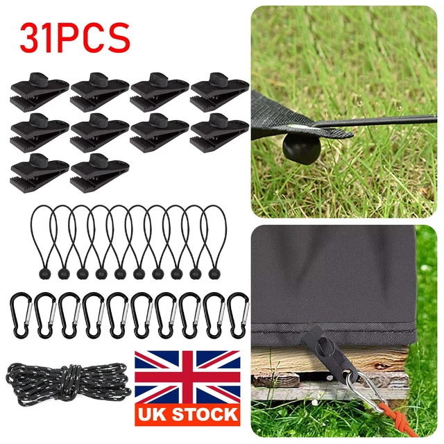 31PCS Tent Tarp Tarpaulin Clips Clamps Heavy Duty Reusable Buckle Camping Tool
