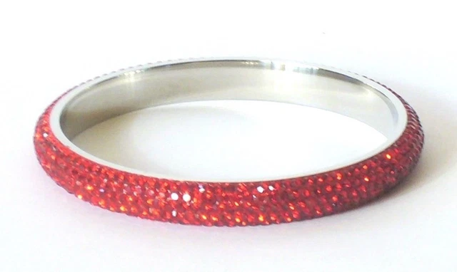 Bracelet Jonc Acier Inoxydable Avec Cristaux Autrichiens Bleu Capri - Neuf Avec étiquettes, Fabriqué En France