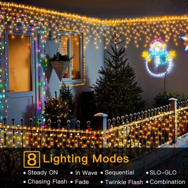 LED Curtain Lights String Fairy Outdoor Garden Christmas Wedding Party Icicle US 3