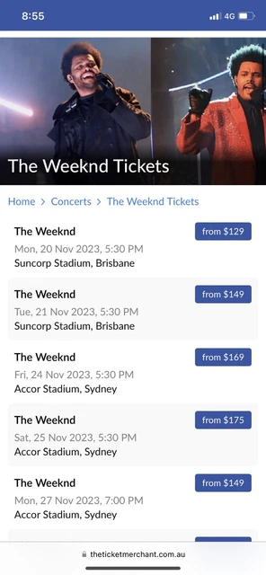 The Weekend tickets X2 Sydney Great Sold out Seats - Friday 24th Nov