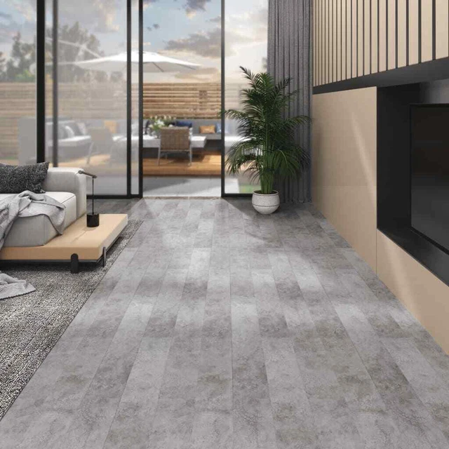 Listoni Pavimento PVC 5,02 m? 2 mm Autoadesivi Grigio Cemento