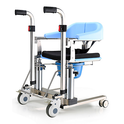 Silla de ruedas elevadora de transferencia de pacientes, sillas de ruedas de baño con asiento dividido 180°