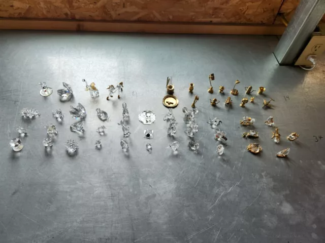 Swarovski crystal figurines lot vintage and brass 52 pieces   **NO RESERVE**