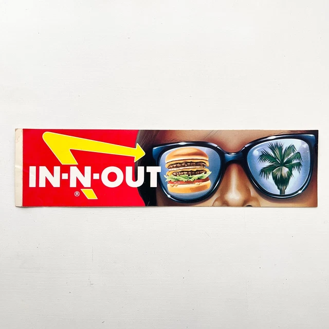 IN N OUT Bumper Sticker Drive Thru Fast Food Sign Vtg 1980s Burger