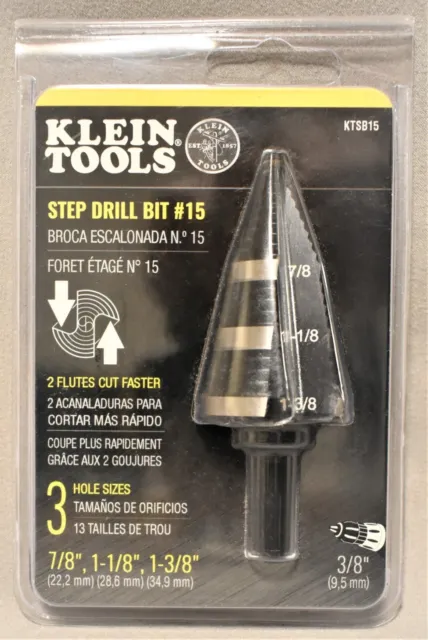 NEW Klein Tools Step Drill Bit #15 - KTSB15 - FREE SHIPPING