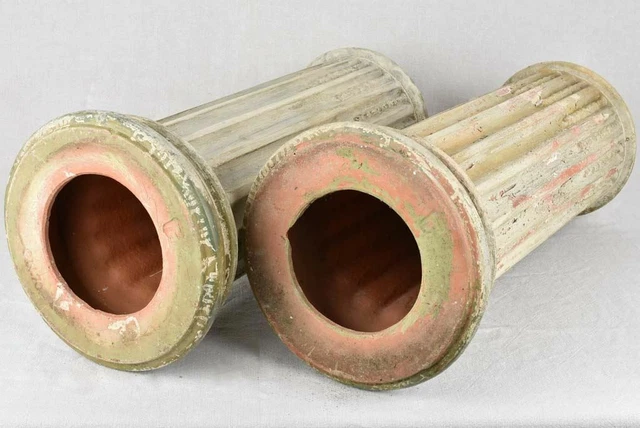 Pair of terracotta column pedestals 27½" 8