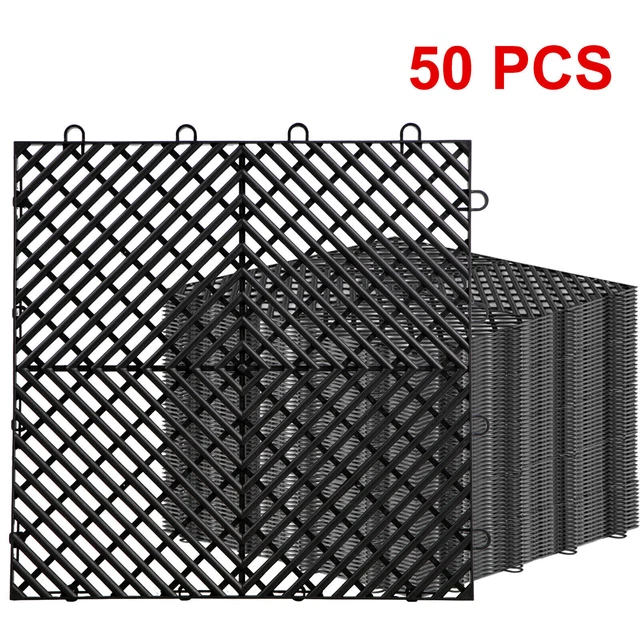VEVOR 50PACK INTERLOCKING Garage Floor Tiles 12"x12" Vented Snow Water