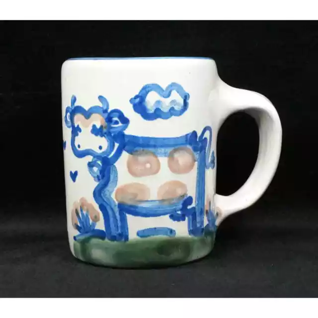 M. A. Hadley Pottery Stoneware Coffee Cup / Mug COW, The End Design 4" Tall