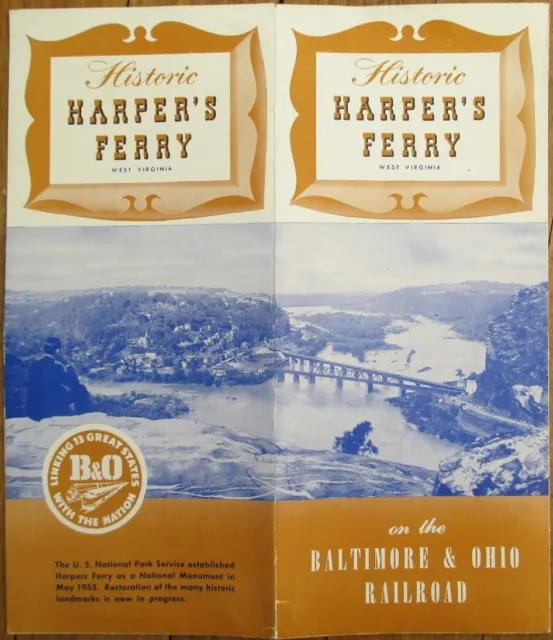 Harpers Ferry, WV 1950s Travel Brochure from Baltimore and Ohio Railroad B and O