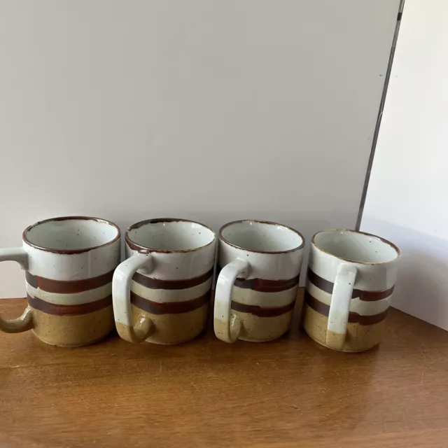 Set 4 Vintage Stoneware Coffee Mug/Cup Horizon Otagiri Japan Hand Crafted 3 1/2"