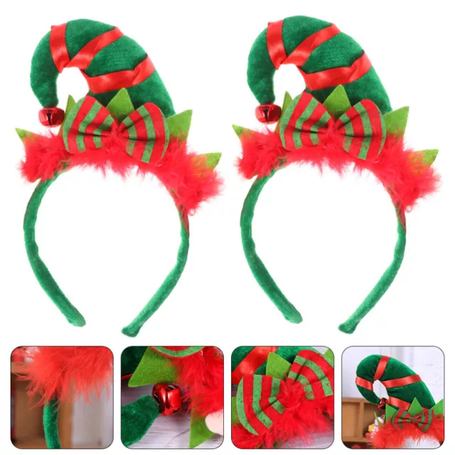 2 Pcs Christmas Elf Hair Accessories Xmas Headbands Headgear
