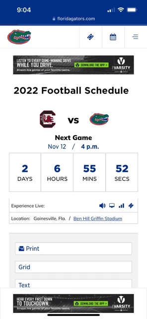 Two Tickets Florida Gators vs. South Carolina Gamecocks Football.  $80 each.