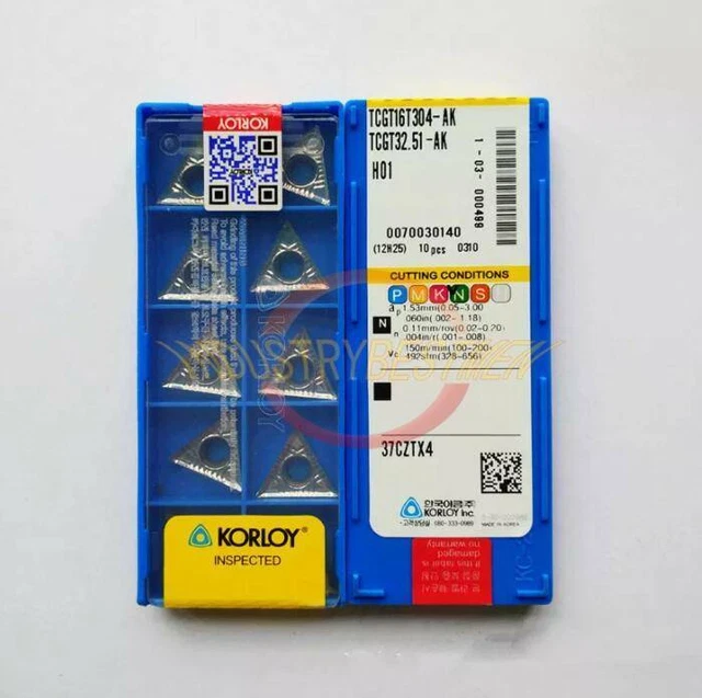 10Pcs Korloy CNC Carbide inserts Cutter blade TCGT16T304-AK TCGT32.51-AK New