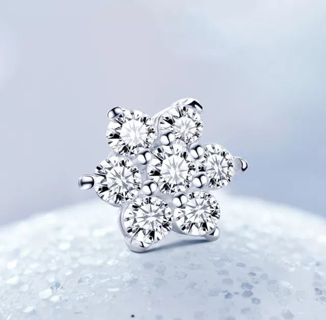 Crystal Snowflake Stone Stud Earrings 925 Sterling Silver Womens Jewellery Gift 2