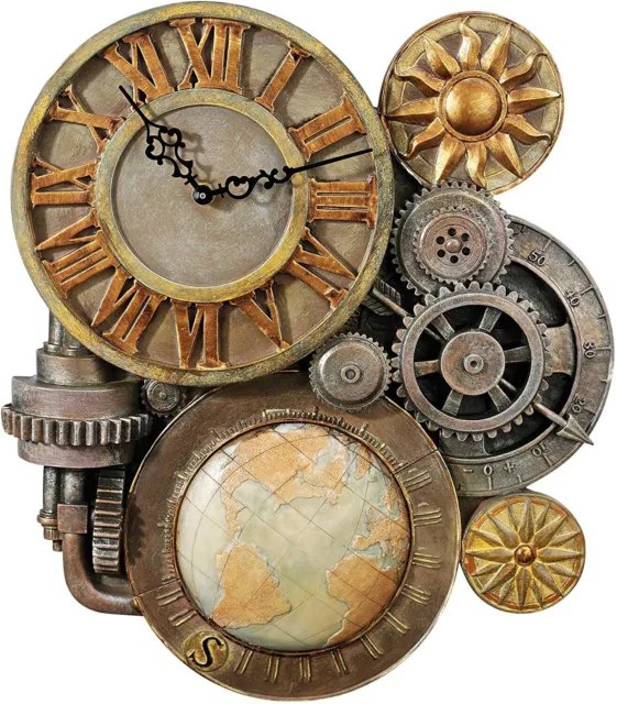 Design Toscano Gears of Time Steampunk Wall Clock Sculpture, (Medium) 43.25 cm,