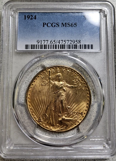 1924 PCGS MS65 $20 Saint Gaudens Gold Double Eagle