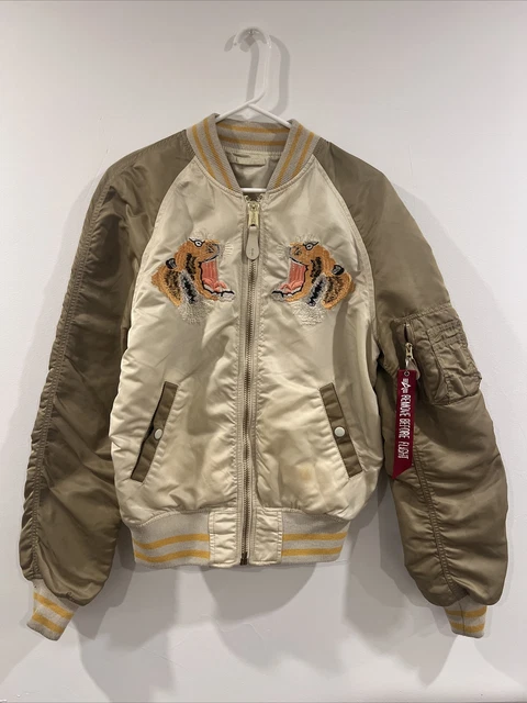 Alpha Industries Tiger Flight/ Bomber  Jacket Reversible RARE Men’s Sz Small