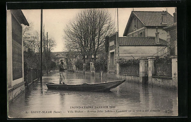 CPA Saint-Maur, Floodations 1910, Villa Shaken, Avenue Jules Joffrin