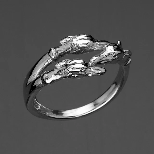 Bague Chien Lévrier – Or 18 Carats – Taille Ajustable 53–57 – LW