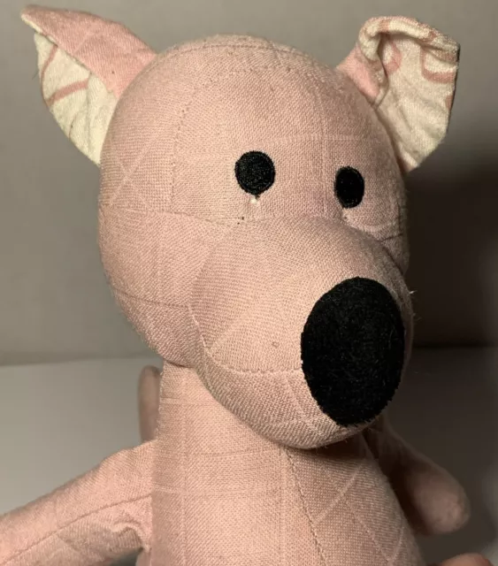 Aden + Anais Kangaroo Musy Mate Maxi Bamboo Pink Stuffed Animal Plush 15"