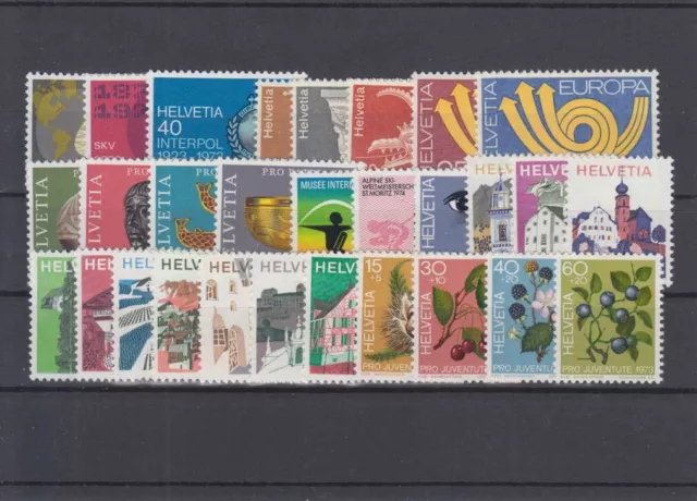 Schweiz Jahrgang 1973 postfrisch / ** komplett = Michel Nr. 988-1016 Helvetia