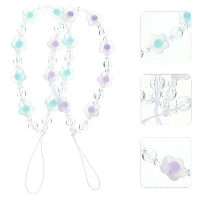 2 Pcs Mobile Phone Chain Cell Charm Strap Accessories Wristband