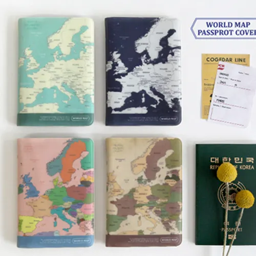 1x World Map Passport Holder Cover Travel Wallet Card Case Vintage Retro Style