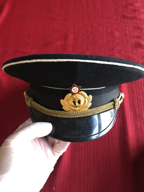 Soviet Style Russian Navy Officer Visor Hat w. Cap Badge 1989 Size 59 New