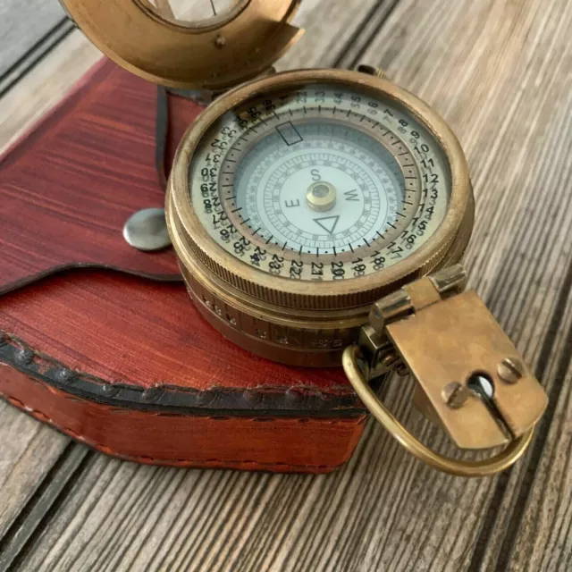 Antique Military Nautical Compass Brass Vintage WWII military Pocket Compass