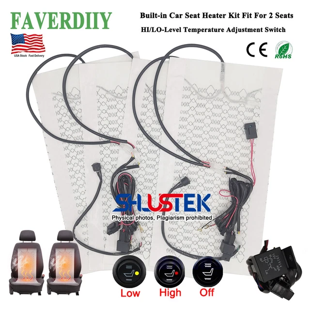 Universal Built-in Car Seat Heater Kit 12V Car Seat Heating Pad Hi-Lo Switch