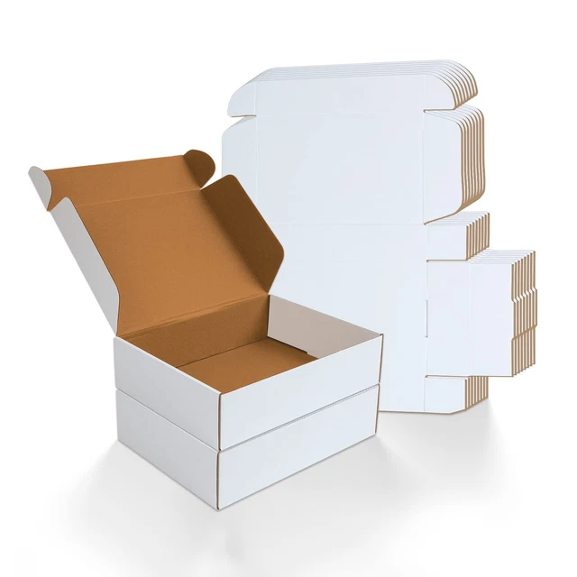 Shipping Boxes 9x6x2, 25 PACK White Corrugated Cardboard Mailer Boxes