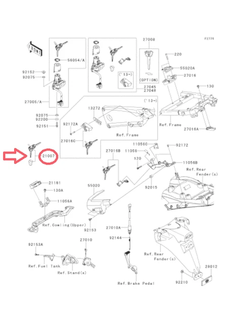 KAWASAKI NINJA ZX-14R 2012 - 2023 ROTOR, LOCK, TANK CAP