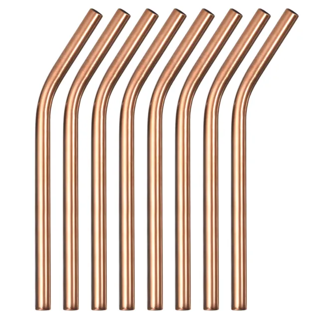 8Pcs 8.46" Long Stainless Steel Straws-Bent for Travel Mugs(Rose Gold)