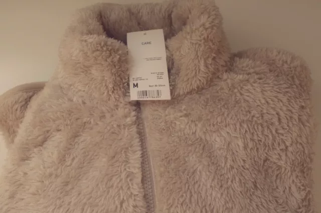 NEW $40 Uniqlo Fluffy Yarn Fleece Full-Zip Jacket BEIGE SIZE M 3