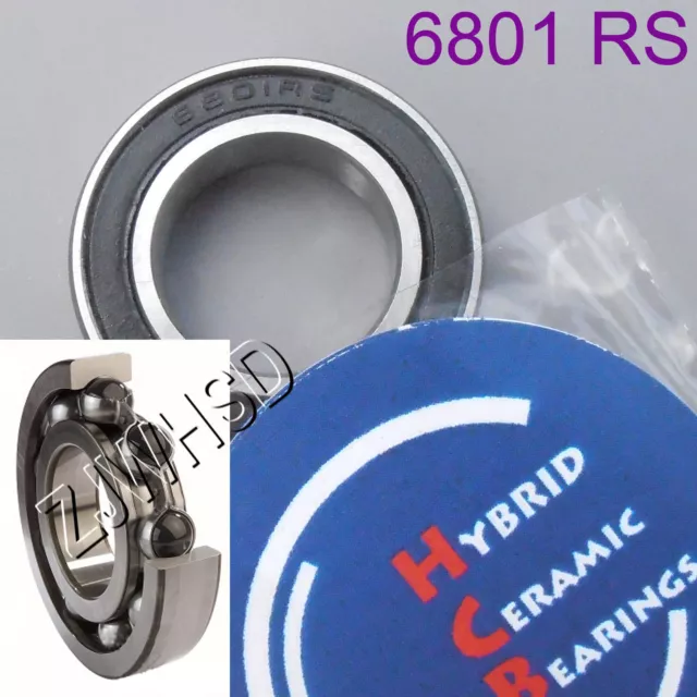 6801 2RS Si3N4 Hybrid Ceramic Ball Bearing Rubber Sealed 12 x 21 x 5mm