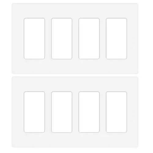 [2 Pack] 4-Gang Decora Screwless Wall Plate Decorator Outlet Plate Cover for