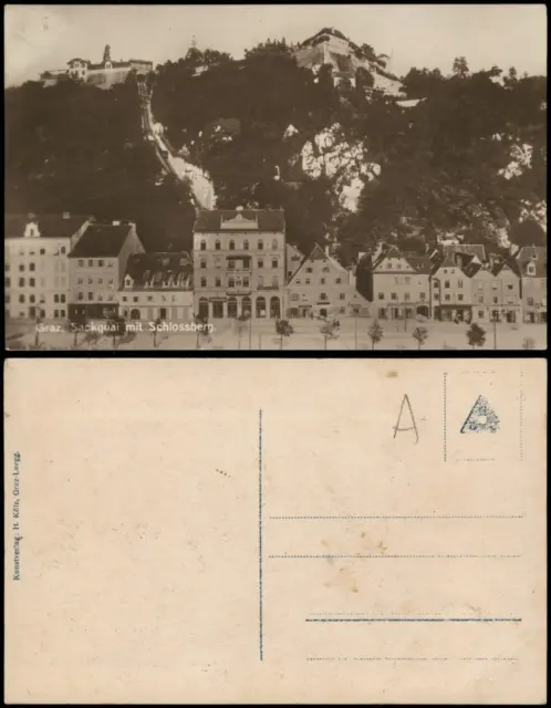 Ansichtskarte Graz Sackquai mit Schlossberg 1910