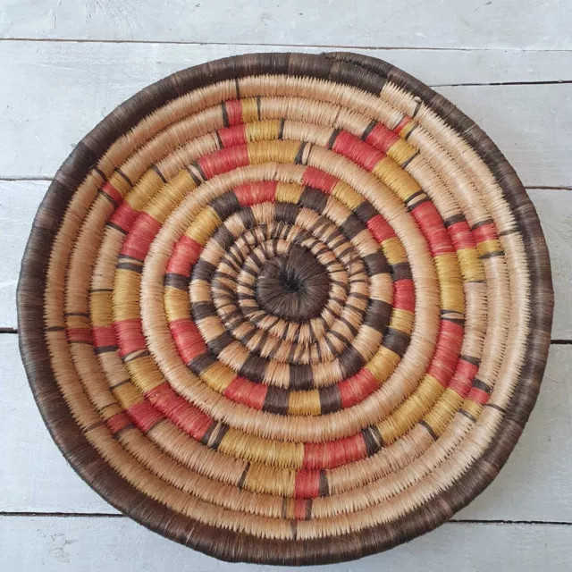 Large Vintage Indian Wicker Wall Hanging Basket Planter Decoration 15.5"