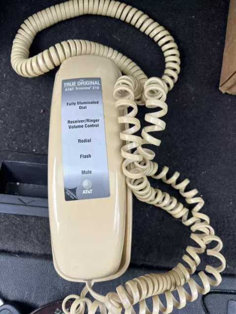 Teléfono AT&T Trimline 230 analógico con botón pulsador memoria beige vintage