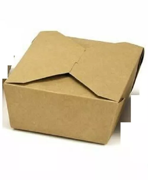 100 x Kraft Brown Greaseproof Small 49 Oz Deli Lunch Takeaway Box Packaging