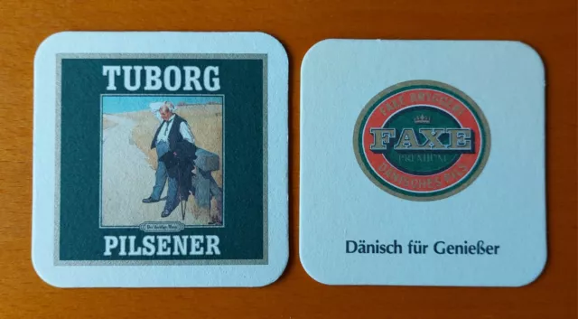 2 Bierdeckel Tuborg/Faxe