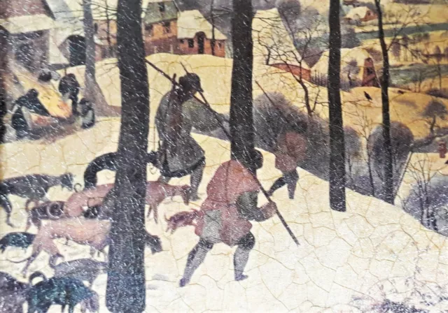 Öldruck nach Pieter Bruegel d. Ä., Heimkehr der Jäger, Winter, edel gerahmt 3