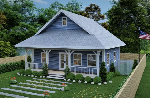 33' x 34' Custom Granny House Plan 2 Bedroom & 1 Bathroom With Original CAD File